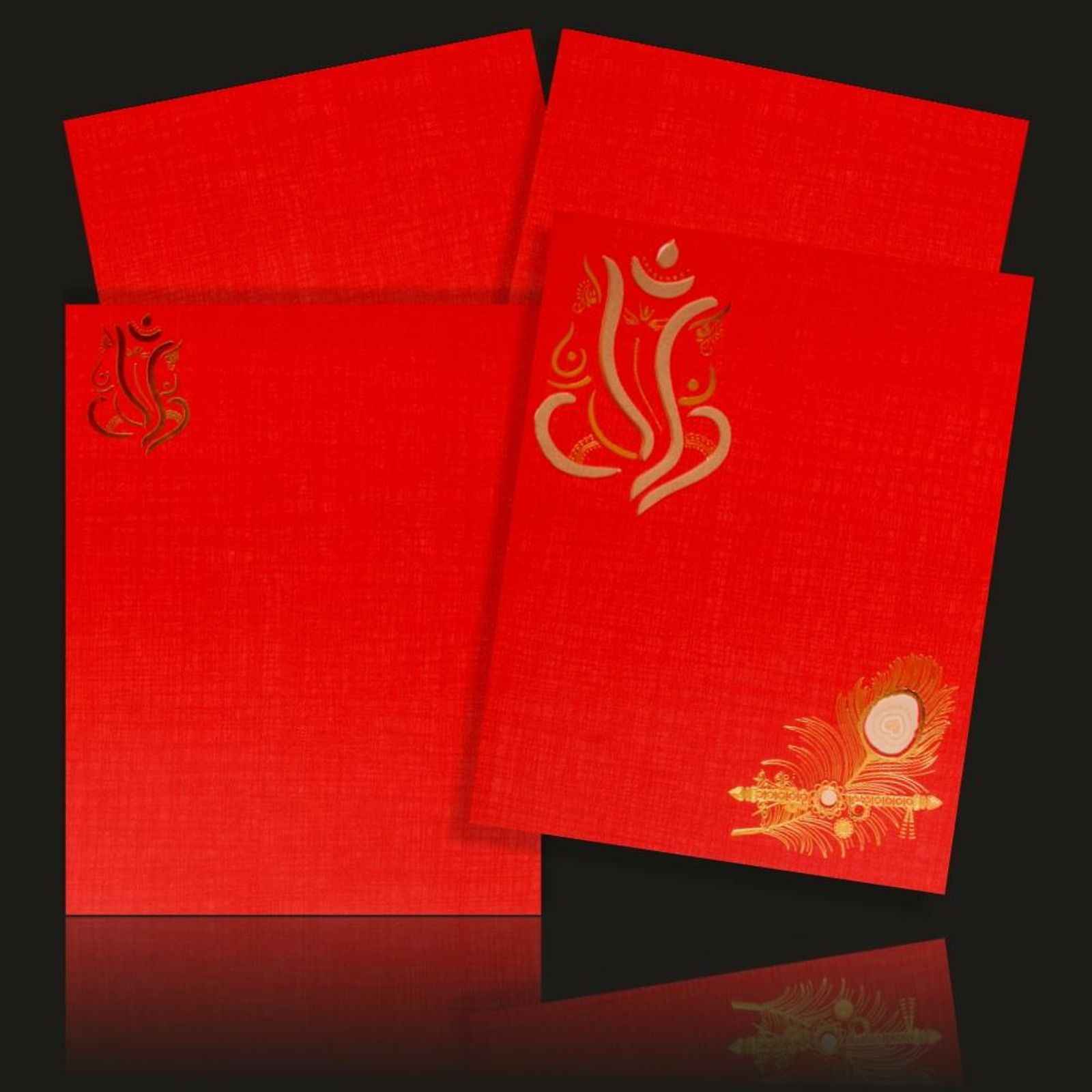 Fabulous Blue Shading With Ganesha Theme Wedding Card-KNK50081-1